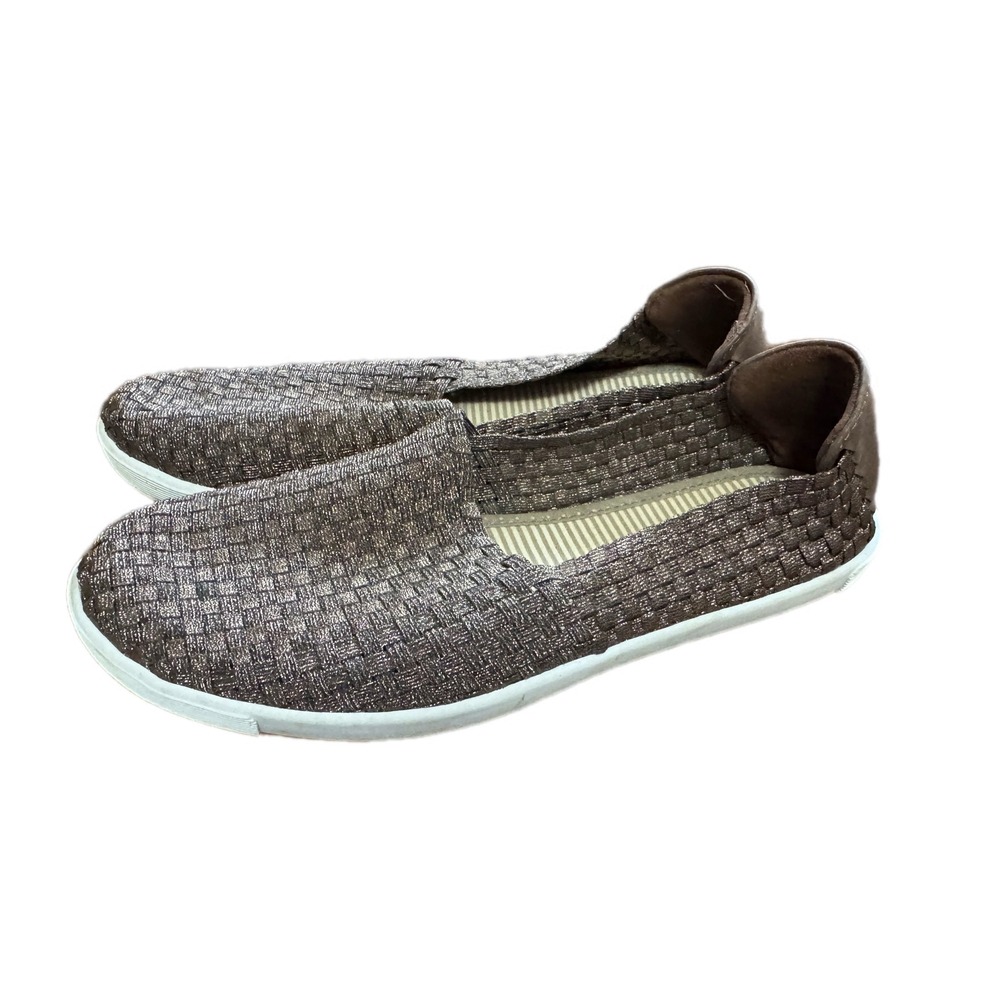 Baretraps Woven Slip On Shoes Women 10M Brown Metallic Good Basketweave Flats